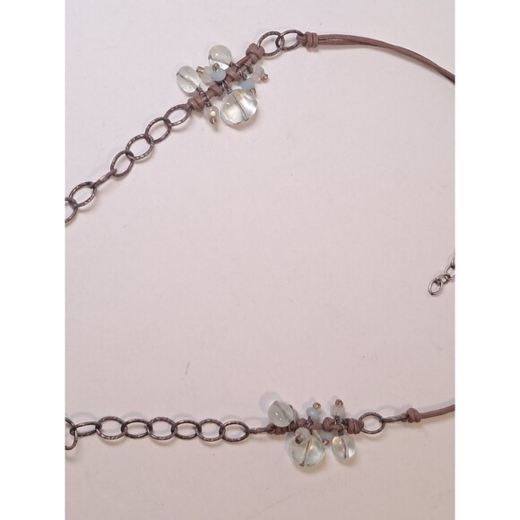 Peyote Bird Green Gray Silver Gemstone Bead Mix Wax Cord Chain Necklace 17" NWT - Picture 9 of 10